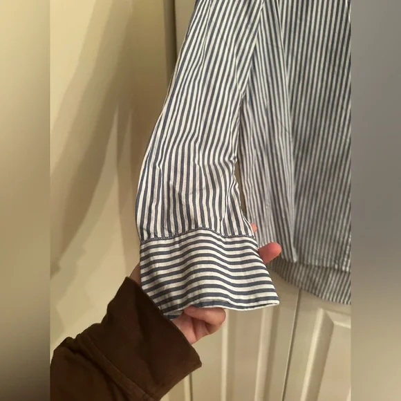 Madewell 100\% Cotton Stripe Classic Button-Down Shirt | Quiet Luxury. Size L - Picture 7 of 11